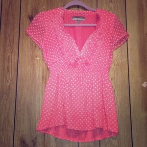 Pink polka dot blouse